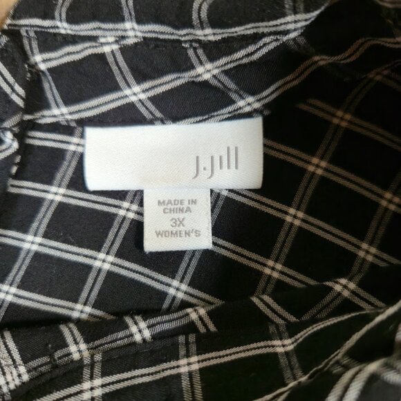 J. Jill Plaid Peter Pan Collar Top Women Size 3X Black Button Back Preppy Fall - Picture 3 of 9